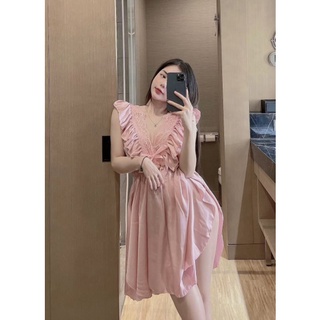 😍 Đầm lụa phối ren, tay bèo