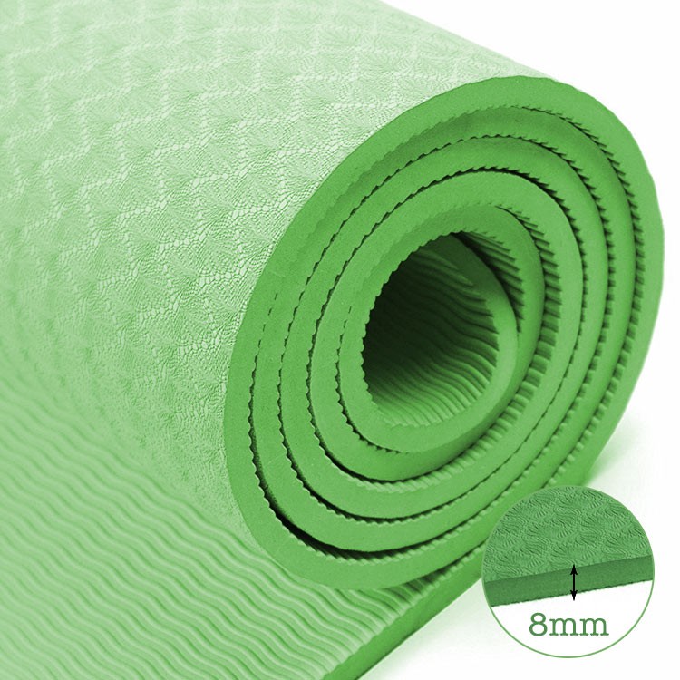 Thảm tập yoga đúc 1 lớp dày 8mm TPE siêu cao cấp tặng túi 49k(khách chọn màu)