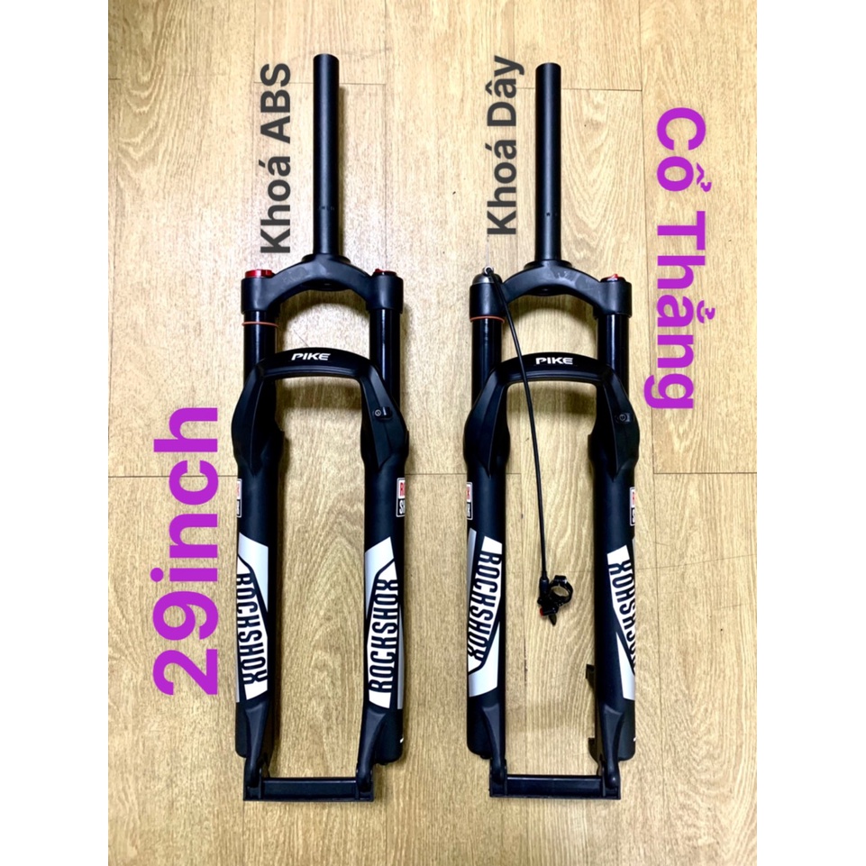 Phuộc Hơi RockShox 29inch Khoá Dây Khoá ABS Cổ Thẳng Đen Nhám Cho Xe Đạp