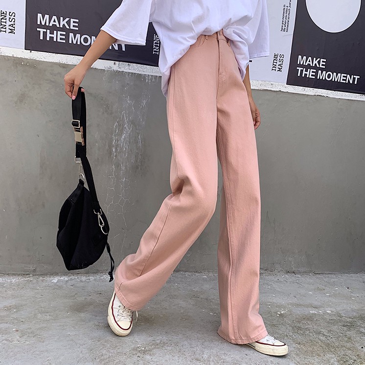 Quần denim ống rộng lưng cao phong cách trẻ trung 29645