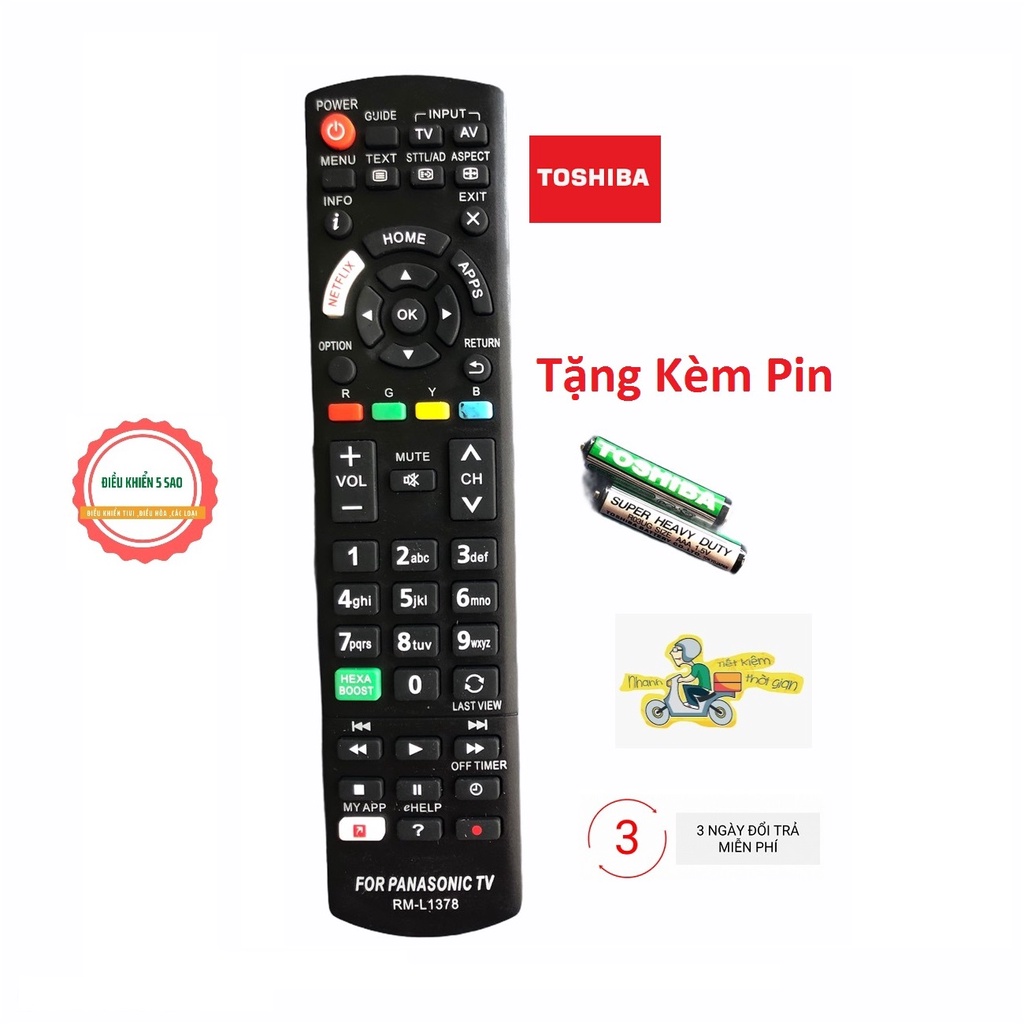 Điều khiển TV Panasonic Smart có HEXA BOOST RM-L1378 hàng tốt tương thích với tất cả dòng tivi panasonic smart internet