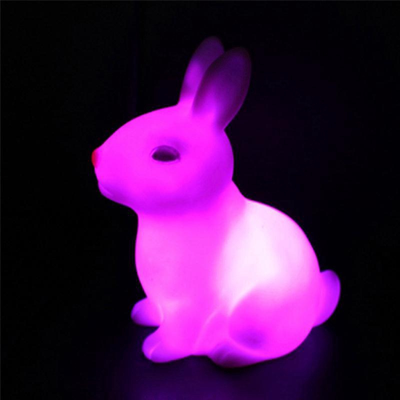 đèn bàn / đèn ngủ, đèn nhiều màu, tự động thay đổi màu sắc, hình con thỏ với nút pin miễn phí【YXC】
