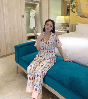 Bộ ngủ lụa satin quả Dâu