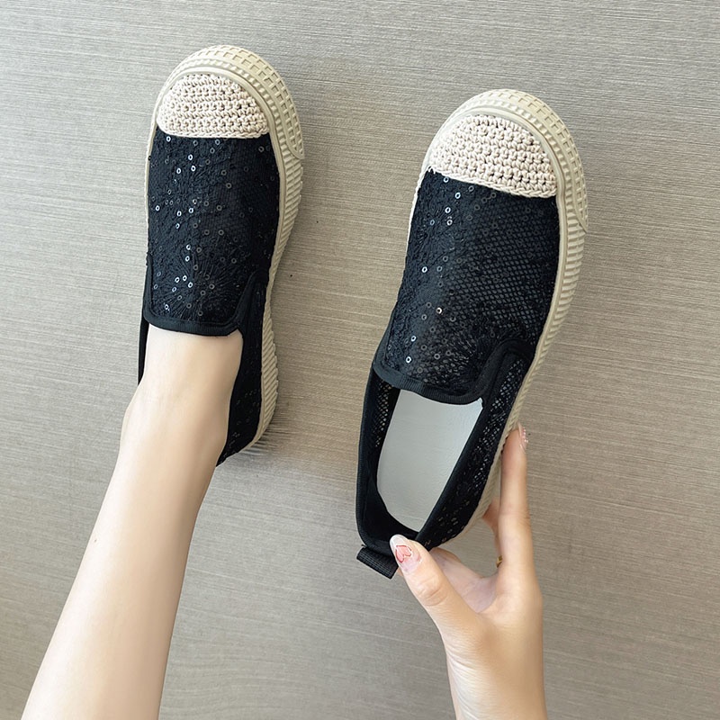 Giày lười IELGY phối ren rỗng thoáng khí thời trang cho nữ