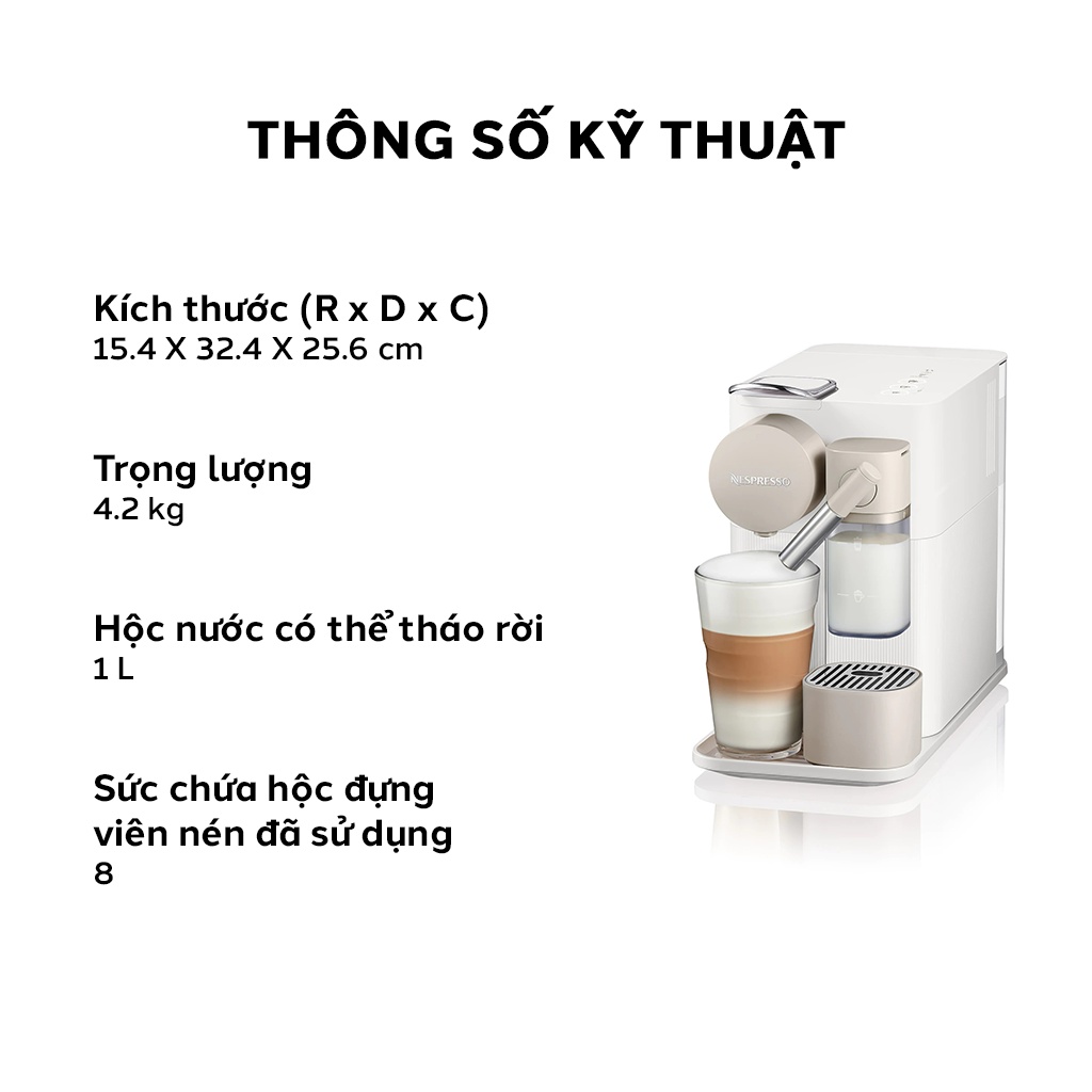 [Mã ELHADEV giảm 4% đơn 300K] Máy pha cà phê Nespresso Lattissima One Trắng