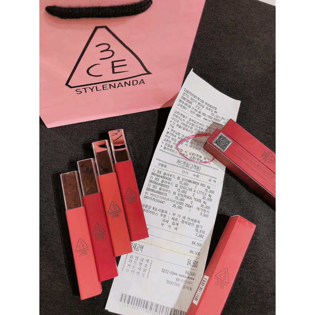 Son Kem lì 3CE Cloud Lip Tint vuông, chính hãng Date 2024