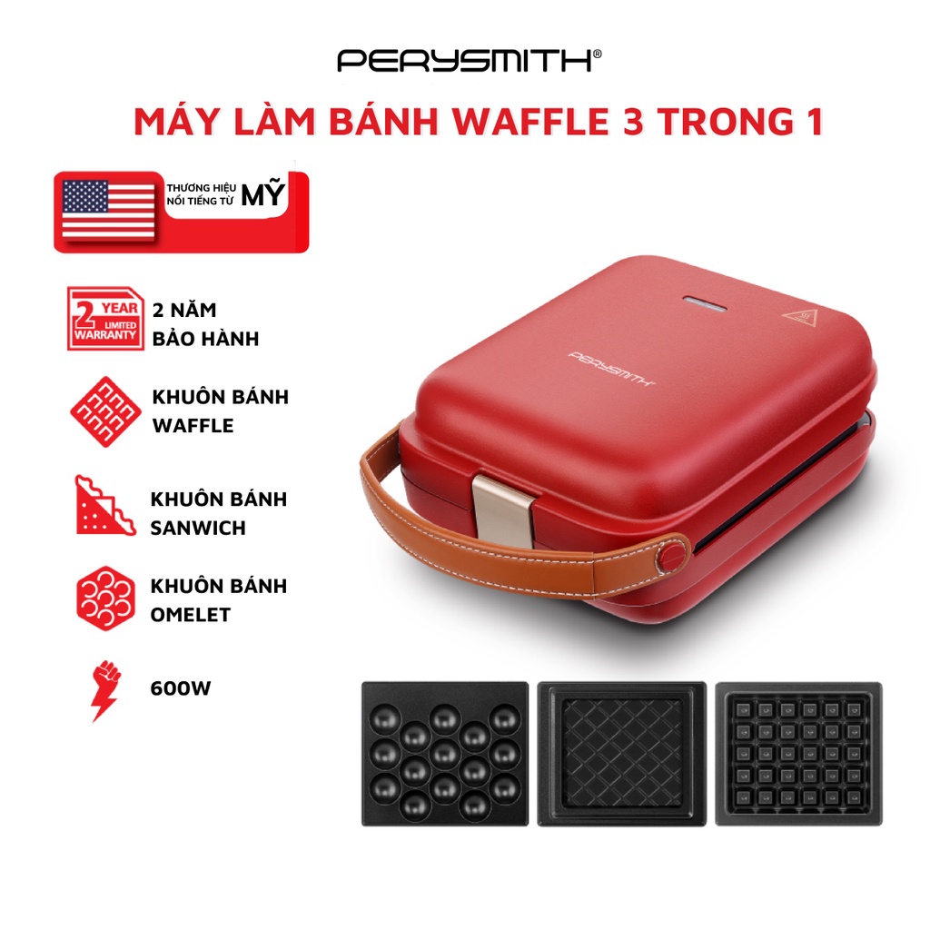 Máy làm bánh Waffle 3 trong 1 PerySmith WM360