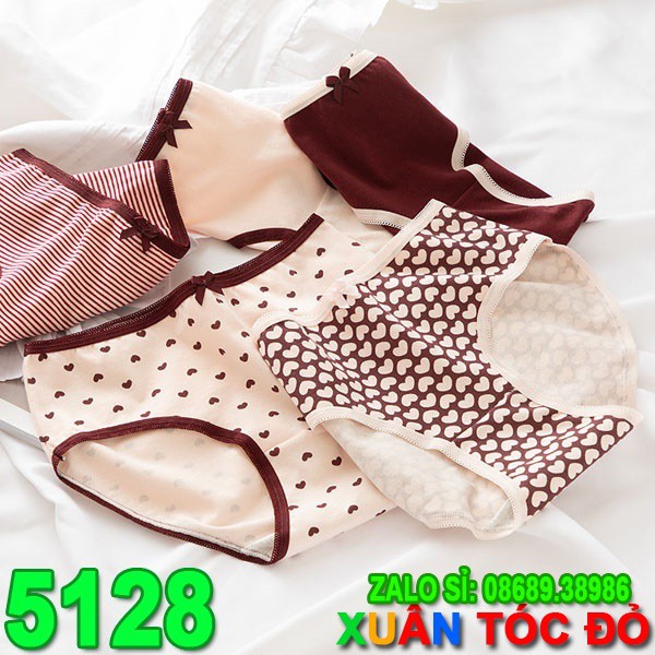 SỈ ZALO RẺ HƠN NHIỀU_ Quần Lót 5 Kiểu Tim Màu Bordeaux Mới 5128
