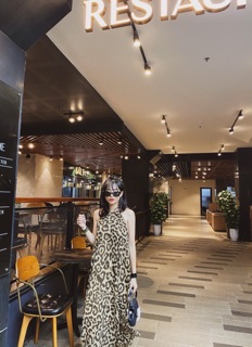 đầm 2 dây da beo siêu hot