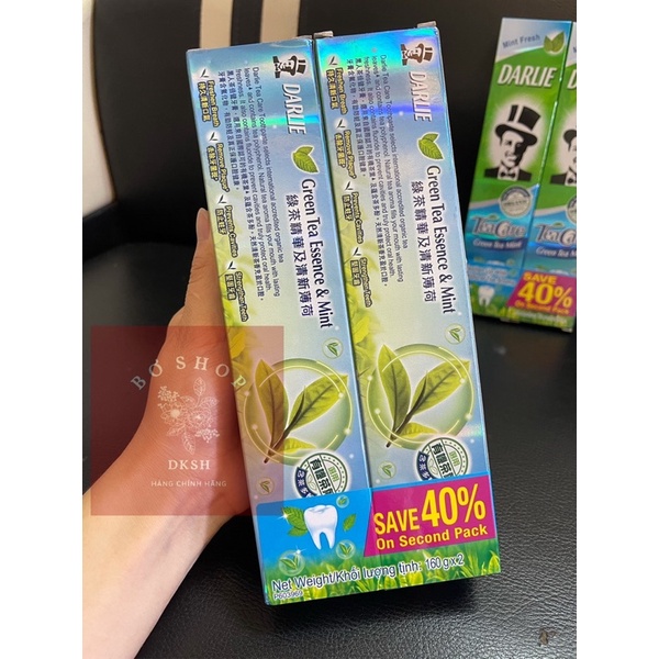 COMBO 2 Tuýt Kem Đánh Răng Ông Tây Đen Darlie Tea Care 160g & Charcoal Clean 140g.