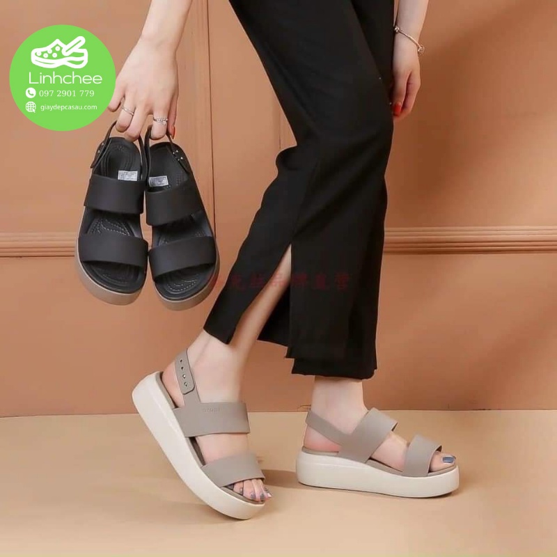 Sandal Cross Nữ Blooklym Low Wedge Quai Ngang