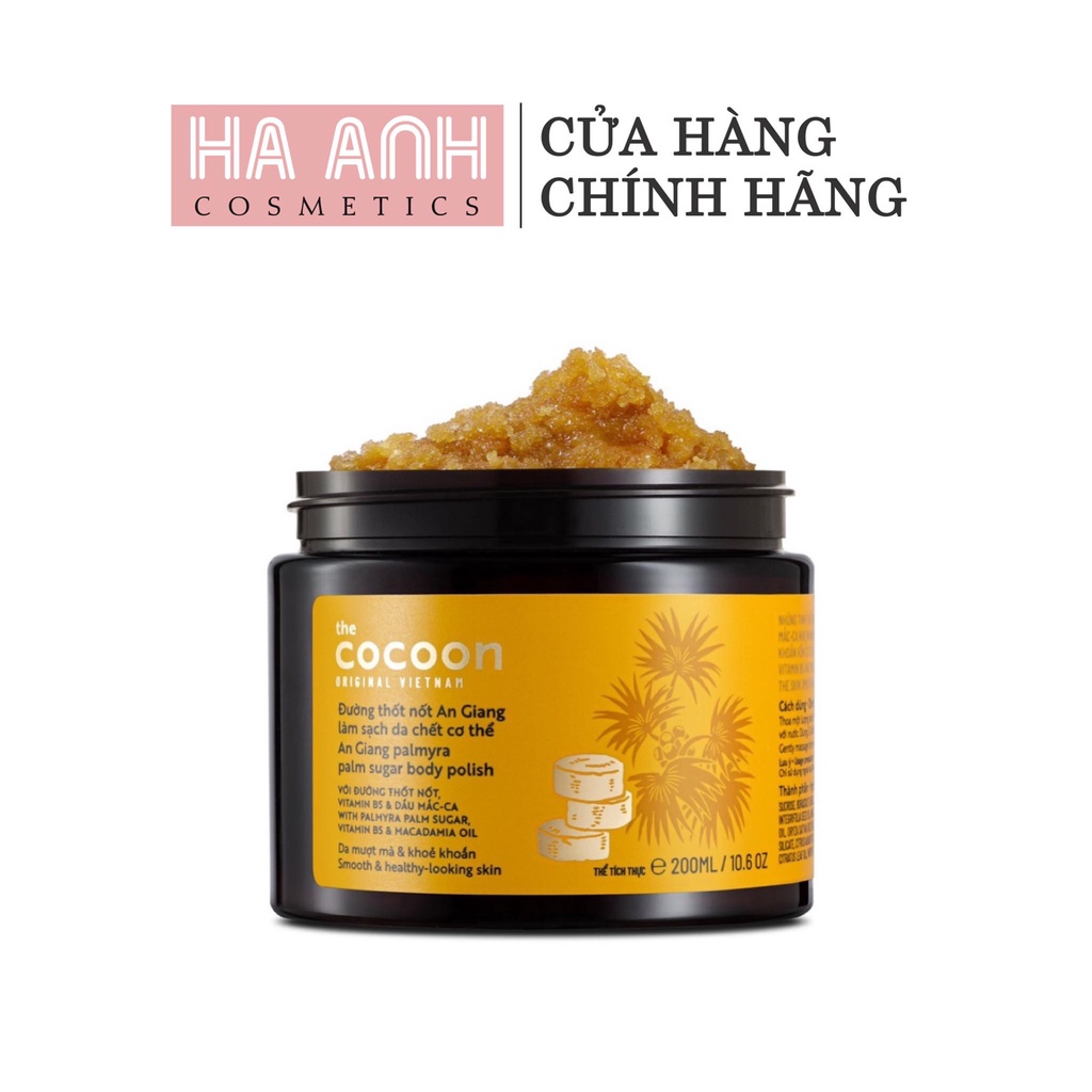 Tẩy Da Chết Cơ Thể Đường Thốt Nốt Giúp Đều Màu Da, Mềm Mịn Cocoon An Giang Sugar Body Polish 200ml