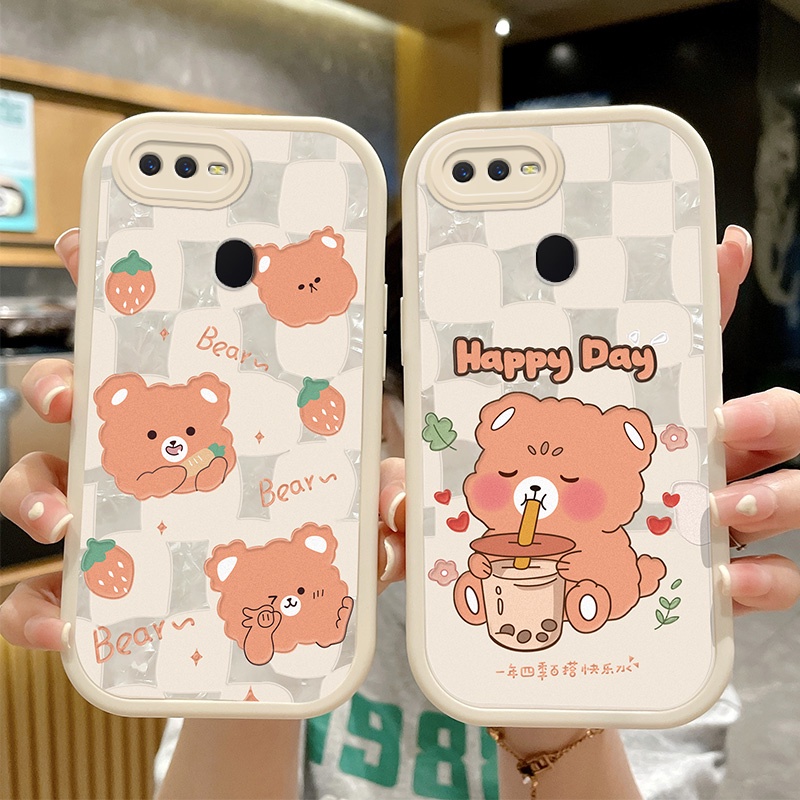 Casing Girls Gift Shell Pattern Cute Bear Mobile Phone Case Oppo A5s A7 A12 A31 2020 F9 Realme 2 Pro A5 2020 A9 2020 A53 2020 A3s Realme C1 A12e Shockproof Cover