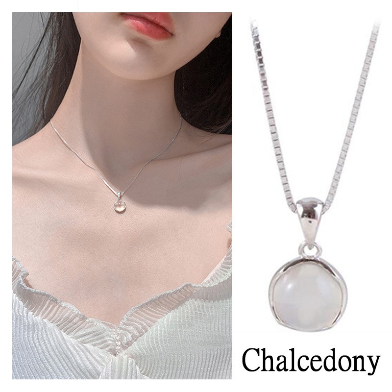 vòng cổ Mặt Đá Pha Lê Chalcedon Thời Trang Dành Cho Nữ
