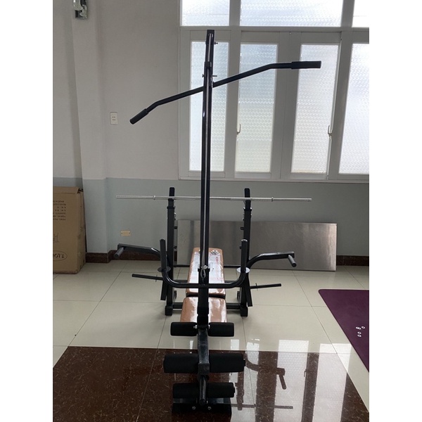 Combo ghế tập tạ đa năng đời mới 2021 kèm đòn và 50kg tạ gang