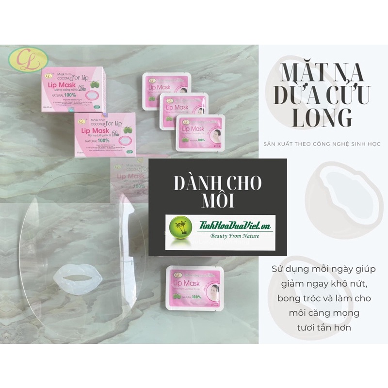 01 Miếng Mặt Nạ Dưỡng Môi Từ Dừa Cửu Long giảm thâm môi lên men công nghệ sinh học