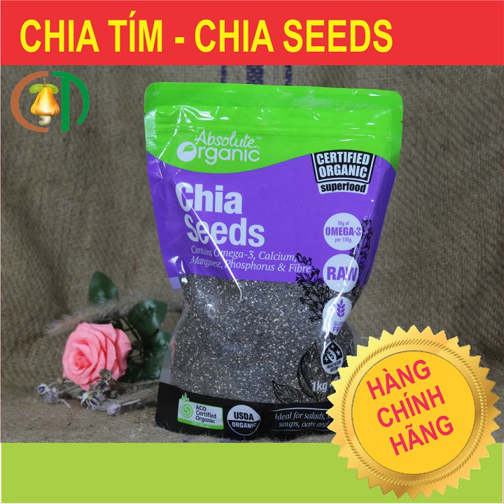 Hạt Chia Úc 1KG Absolute Organic mẫu tem chống hàng giả MỚI NHẤT