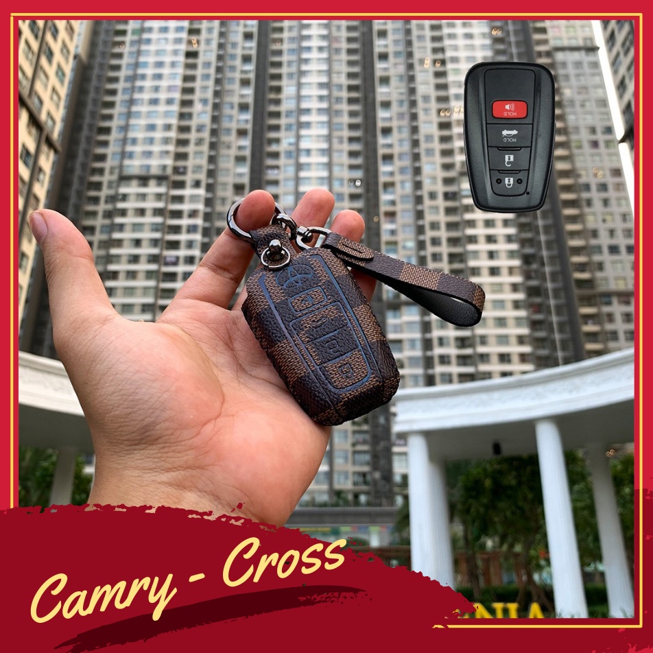 Bao da chìa khóa Toyota Cross, Camry handmade da L. V khâu tay cao cấp