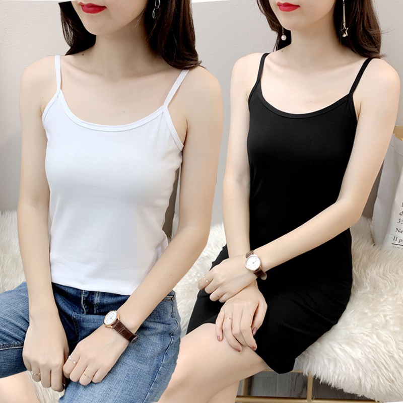 ❂◄Áo yếm nữ xuân hè 2021 Quần Hàn Quốc với chất liệu cotton trơn màu ôm sát cơ thể và có đáy cỡ lớn