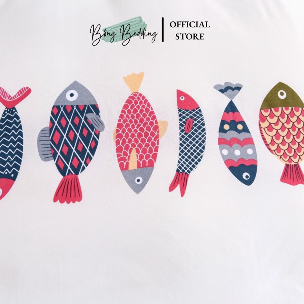 Bộ Chăn Ga Gối Cotton Poly Cá Trắng HIN BEDDING Miễn Phí Bo Chun