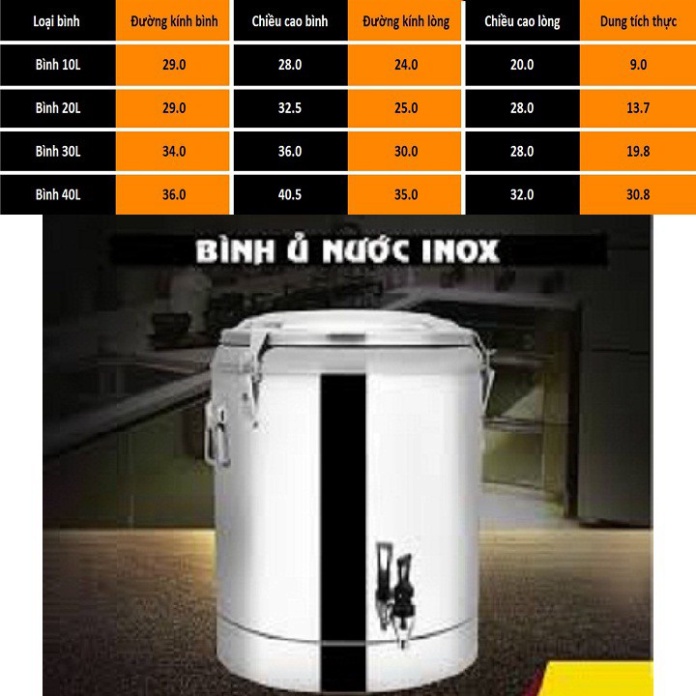 Bình giữ nhiệt Inox có vòi inox 304 cao cấp