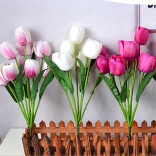 Chùm Hoa Tulip 8 Bông Vải Lụa - Hoa Giả Trang Trí Nhà Cửa Giống Thật 99% - Decor Phông Chụp Ảnh, Bình Thủy Tinh, Lọ Hoa