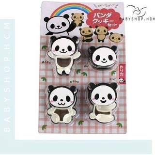Bộ 4 khuôn nhấn bánh quy cookie hình gấu trúc panda hàng xuất Nhật