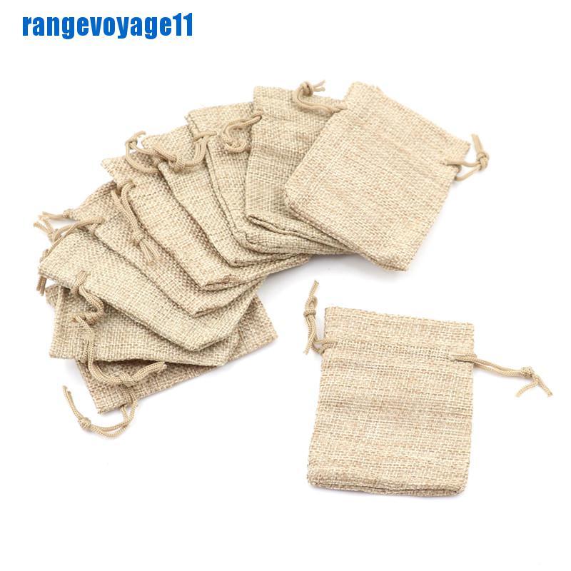 Set 10 Túi Dây Rút Vải Lanh Nhỏ Xinh Đựng Quà Cưới Tiện Dụng