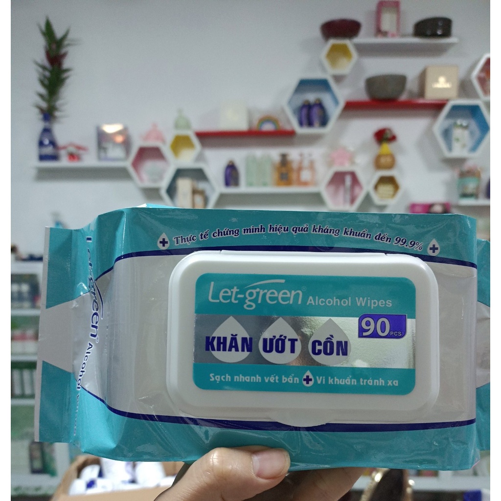 Khăn ướt cồn Let - green 90 miếng - Sạch nhanh vết bẩn - Vi khuẩn tránh xa