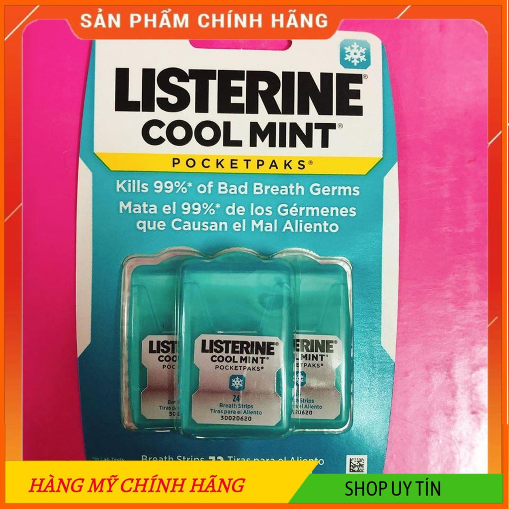 [HANG_MY] Miếng ngậm thơm miệng Listerine Pocketpaks vị Cool Mint [CHINH_HIEU]