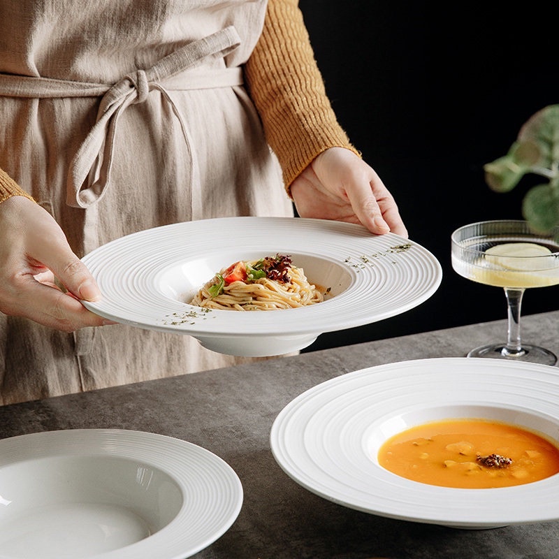 Đĩa sứ ăn mỳ Ý, súp kiểu Tây, đĩa decor