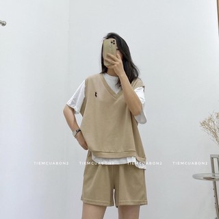 set áo phối & quần short thun 3 màu (kèm video shop quay)