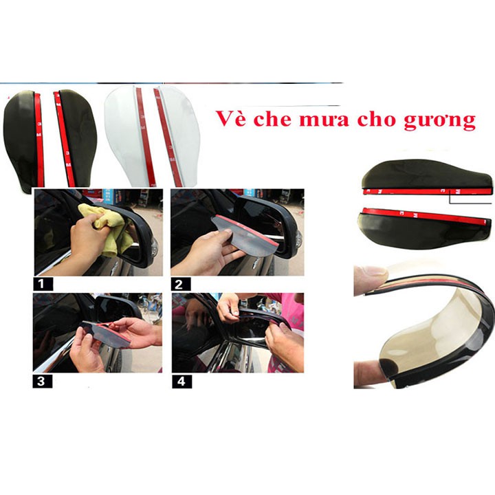 [Bán buôn] Bộ 2 miếng vè mưa gương chiếu hậu xe hơi ô tô