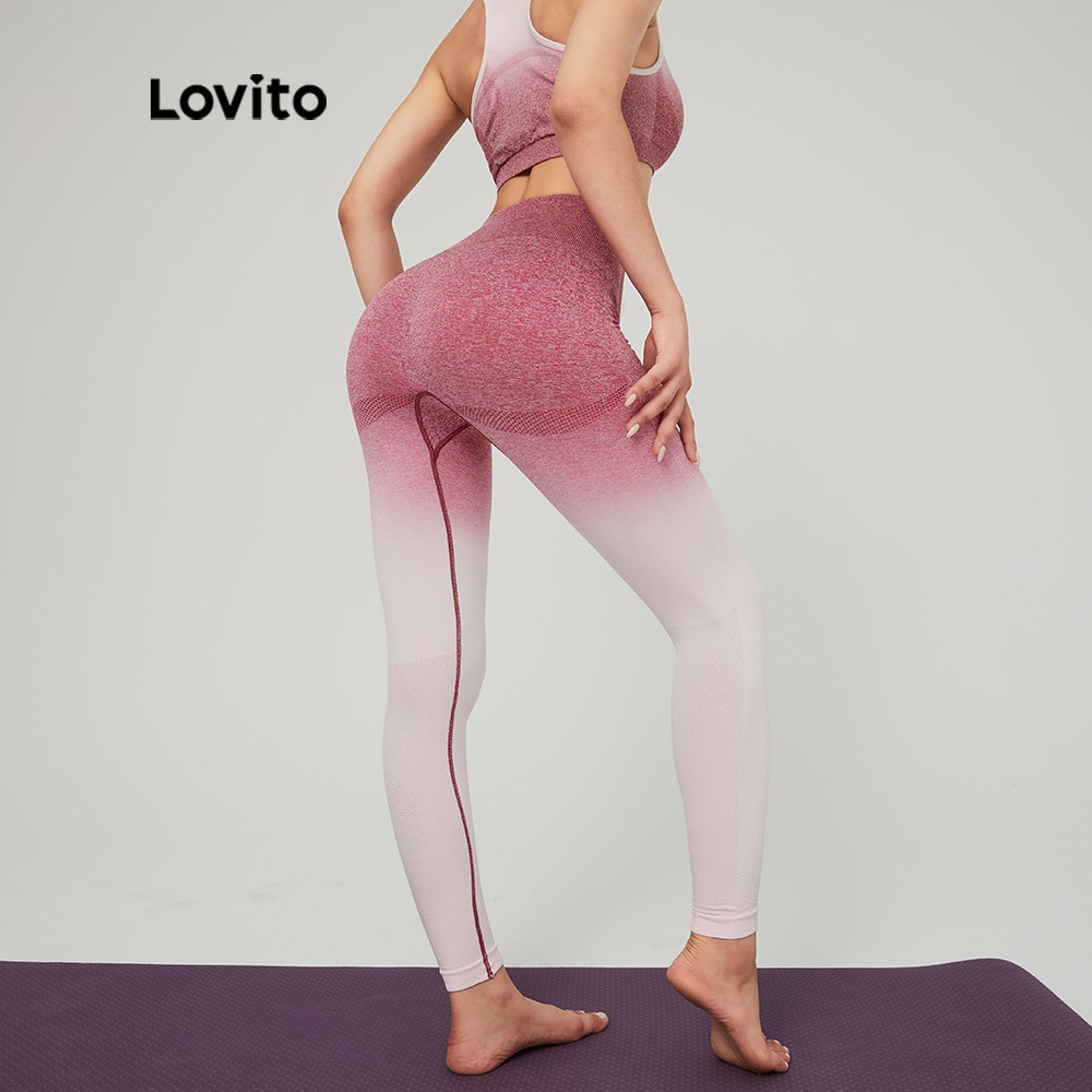 Quần Legging Lovito Bó Sát Phong Cách Thể Thao Thời Trang L03013 (Màu Đỏ Gradient) | BigBuy360 - bigbuy360.vn