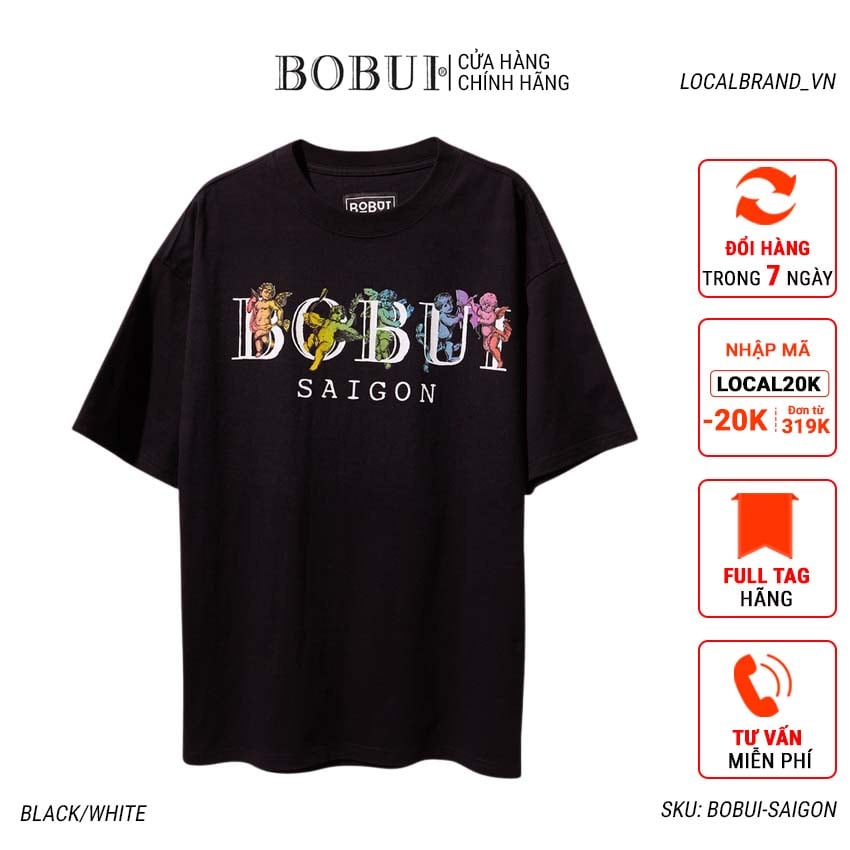[LOCAL BRAND] Áo thun Bobui Saigon tay lỡ form rộng vải Cotton - Thời trang nam nữ Unisex Streetwear