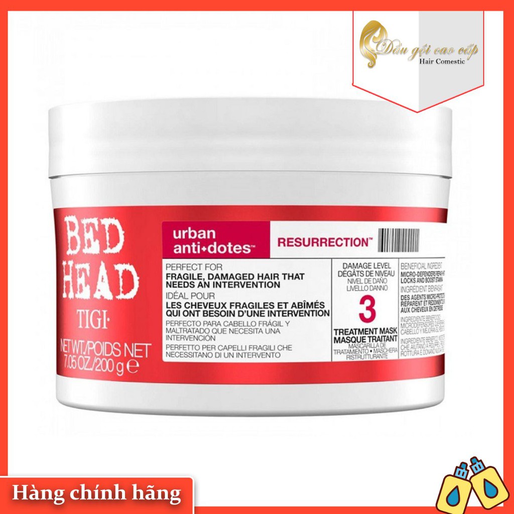 🍂[CHÍNH HÃNG 100%]🍂 Dầu hấp tóc Tigi đỏ số 3 Urban Anti+Dotes Resurrection Treatment Mask 3 chính hãng Mỹ 250ml 🌹