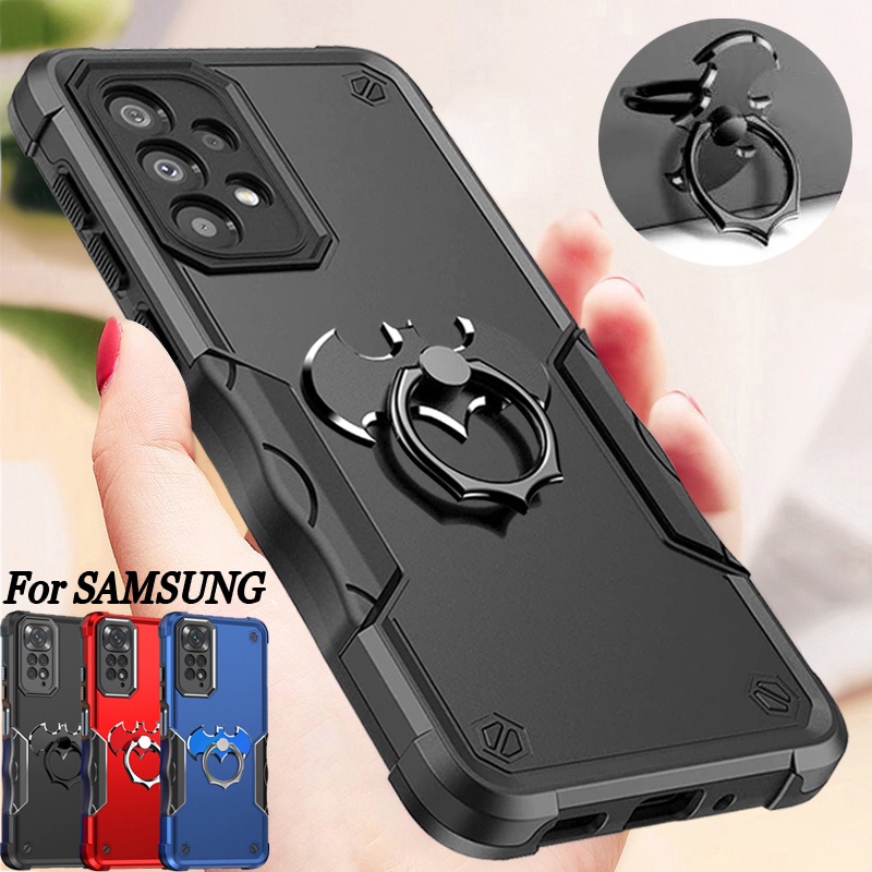 Samsung S22 Ultra S22 Plus S21 Ultra S21 Fe S20 Fe A13 A23 A53 A73 A12 A32 A52 Vỏ điện thoại bọc giáp cứng chống trượt sang trọng chống va đập với chân đế Batman bằng kim loại