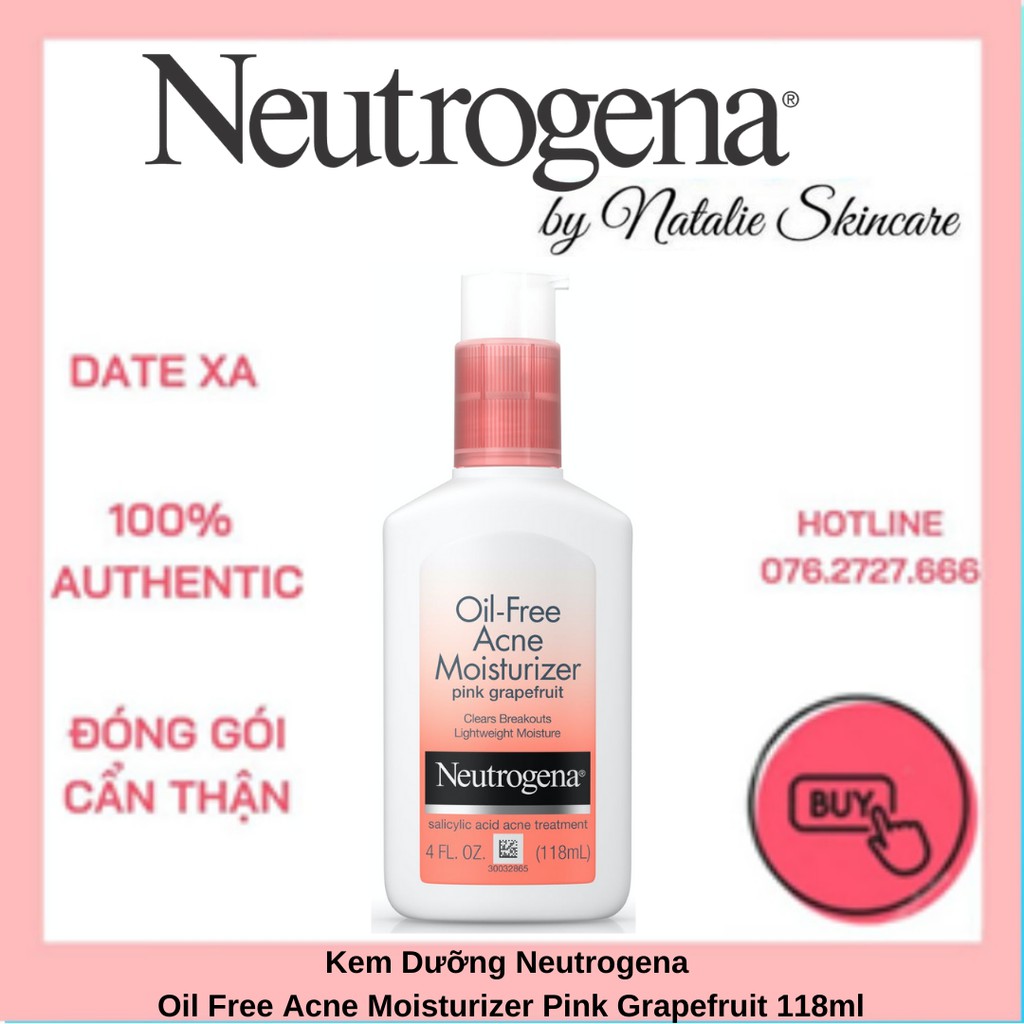 Kem Dưỡng Neutrogena Oil Free Acne Moisturizer Pink Grapefruit (118ml)