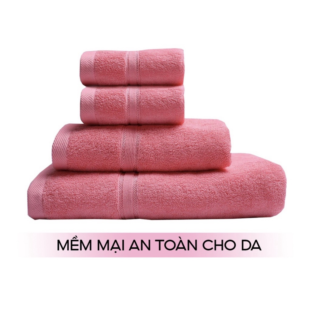 Combo 4 Khăn tắm gội mặt cao cấp 100% cotton siêu thấm hút, không sổ lông, không phai màu