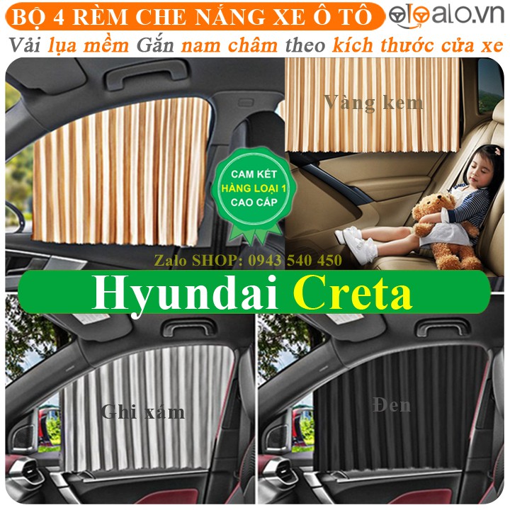 Rèm che nắng ô tô Hyundai Creta Vải lụa mềm gắn nam châm Cao Cấp - OTOALO