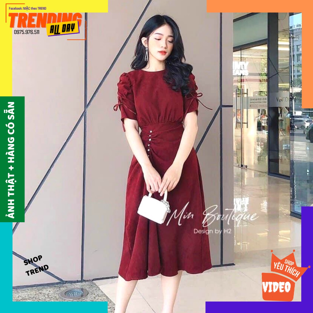 [MÃ GIẢM GIÁ 10K] Đầm dáng dài, Đầm Body Nhung Nhún Đính Ngọc, Đầm dự tiệc sang chảnh (Size S-M-L) | BigBuy360 - bigbuy360.vn