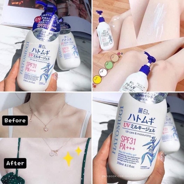 SỮA DƯỠNG THỂ TRẮNG DA CHỐNG NẮNG HATOMUGI THE UV MILKY GEL 250ml SPF 31 PA+++ | BigBuy360 - bigbuy360.vn