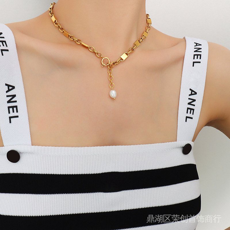 Dây Chuyền Mạ Vàng 18k Đính Ngọc Trai Sang Trọng Cho Nữ