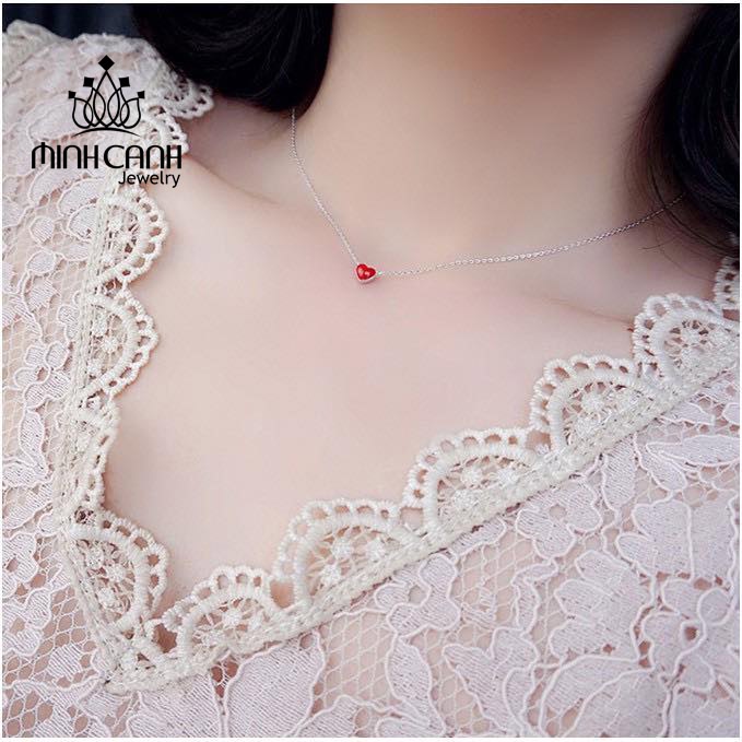 Dây Chuyền Bạc Trái Tim Đỏ - Minh Canh Jewelry