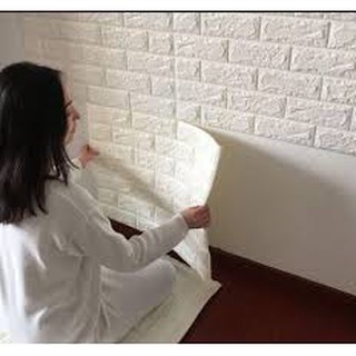 [SIÊU TIẾT KIỆM - FLASH SALE 3LY Xốp dán tường 3D giả gạch Màu Trắng khổ vừa 70x38 cm