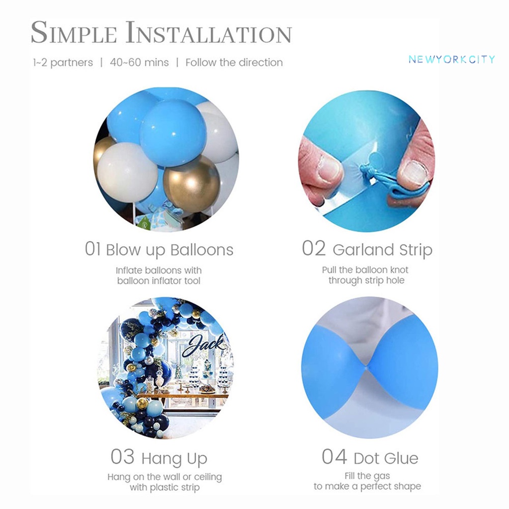 1 Set Phụ Kiện Bong Bóng Màu Xanh Dương Trang Trí Tiệc Cưới