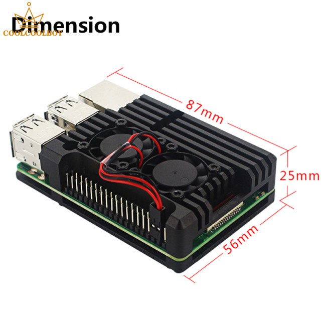 Hộp Nhôm Đựng Bảo Vệ Raspberry Pi 4 Kèm Quạt Tản Nhiệt Kép | BigBuy360 - bigbuy360.vn