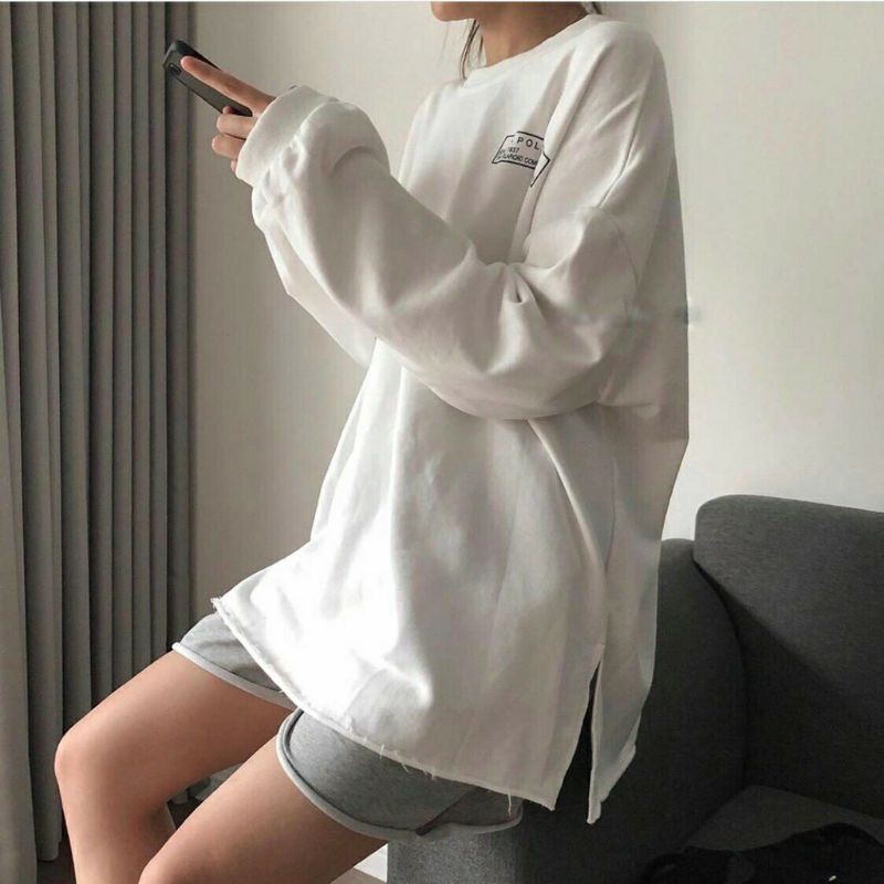 Áo Sweater APOLAR xẻ tà form rộng unisex (Ảnh thật)