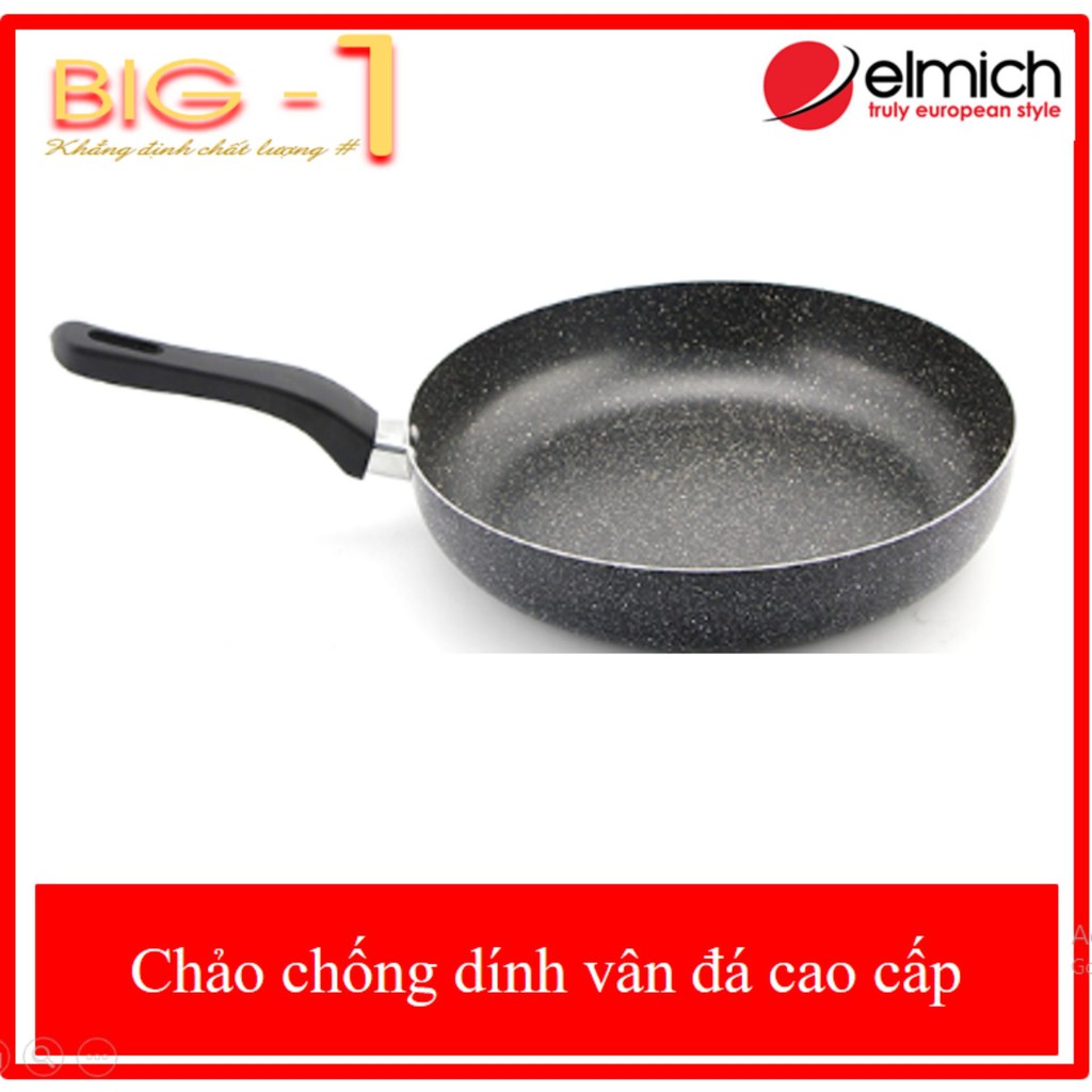 Chảo siêu bền Elmich Light 2351192  cỡ 28cm - 30cm ( Men chống dính vân đá Light ) - BẢO HÀNH 12 THÁNG