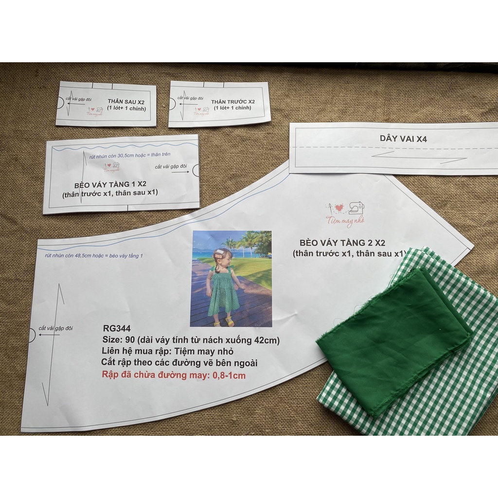 RG344_Rập giấy may váy dây xòe bé gái
